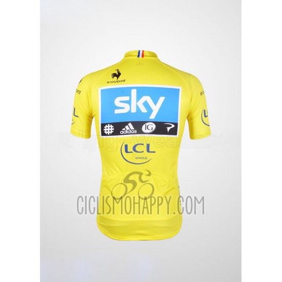 Sky Lider Cycling Jersey Bib Short 2012 Men Short Sleeve Sky Blue and Yellow